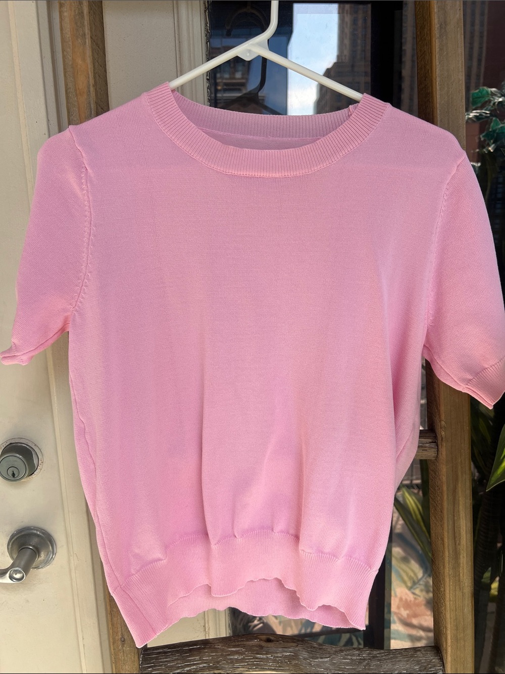 Women's Soft Pink Short-Sleeve Knit Tee